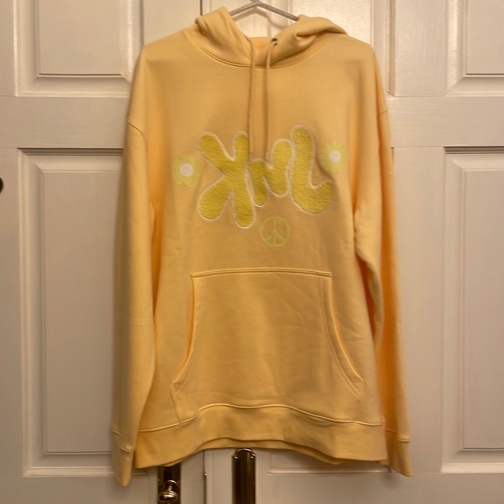 KNJ Unisex Hoodie Sweatshirt, Size XL. Pale Yellow.